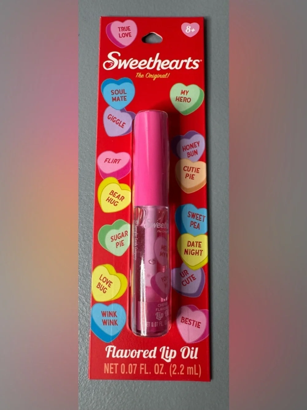 Sweethearts the original cherry Flavored Lip Oil  Valentine’s Day hearts pink
